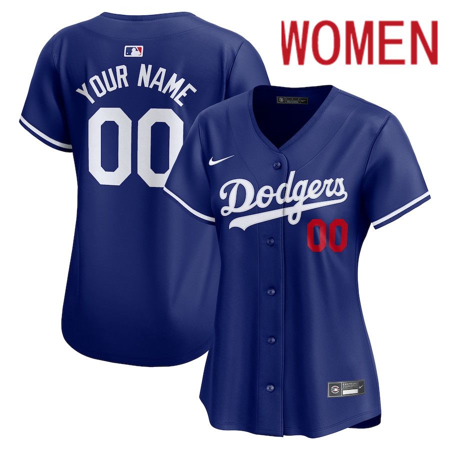 Women Los Angeles Dodgers Nike Royal Alternate Limited Custom MLB Jersey->los angeles dodgers->MLB Jersey